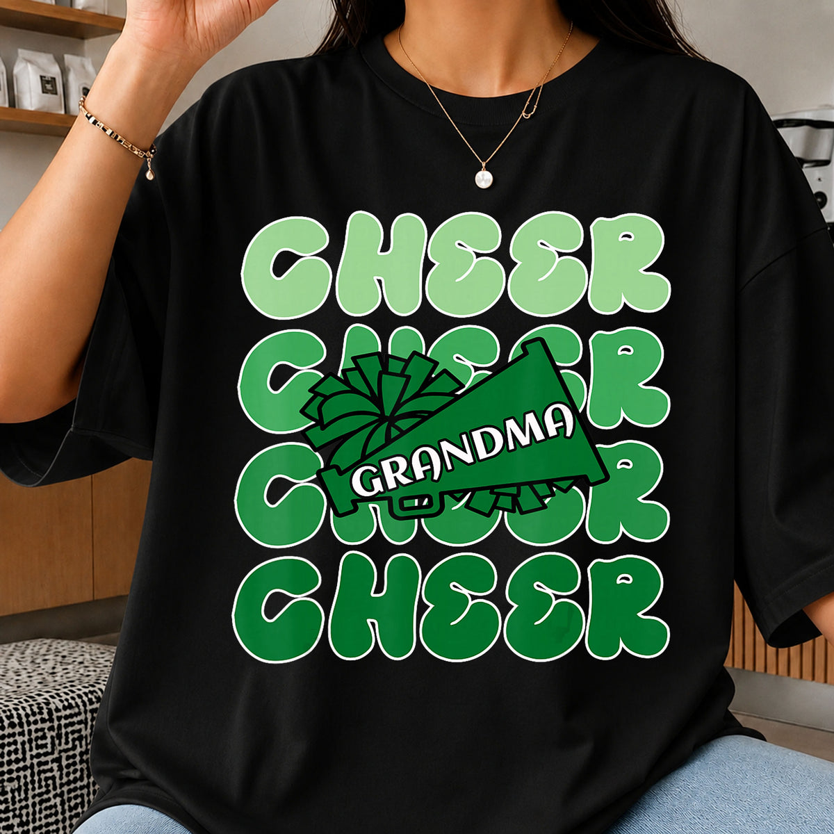 Cheer Grandma Megaphone Pom Pom Cheerleader PNG