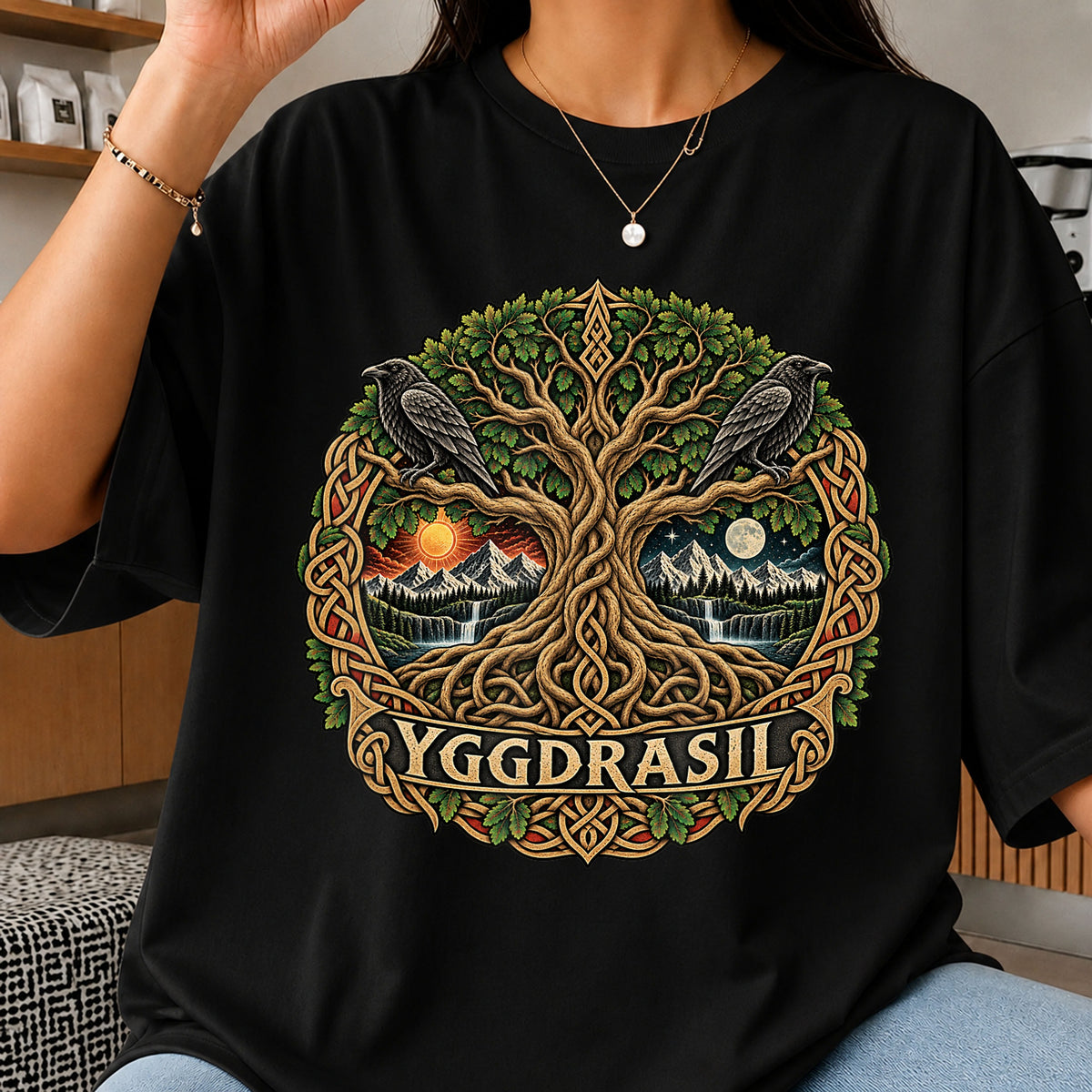 Yggdrasil Norse Tree Of Life Ravens Knotwork PNG