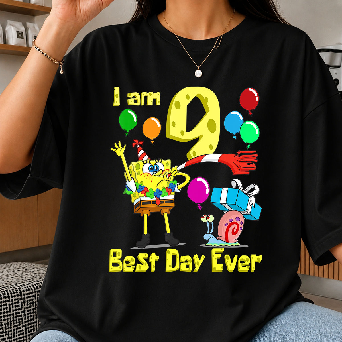 Spongebob I Am 9 Best Day Ever Birthday PNG