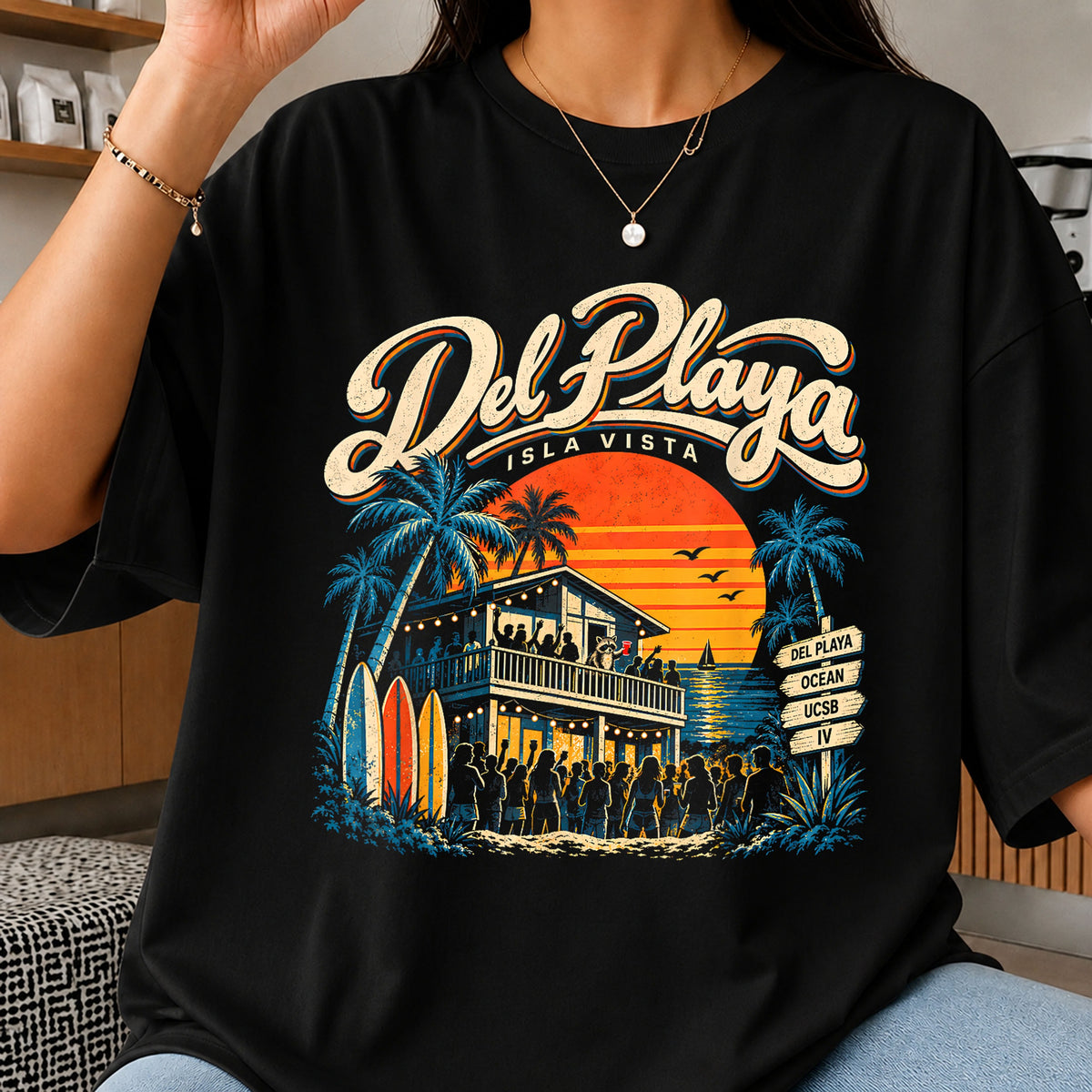 Del Playa Isla Vista Retro Beach Sunset Party PNG