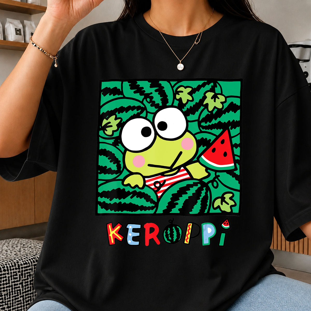 Keroppi Eating Watermelon Summer Kawaii Sanrio Frog PNG