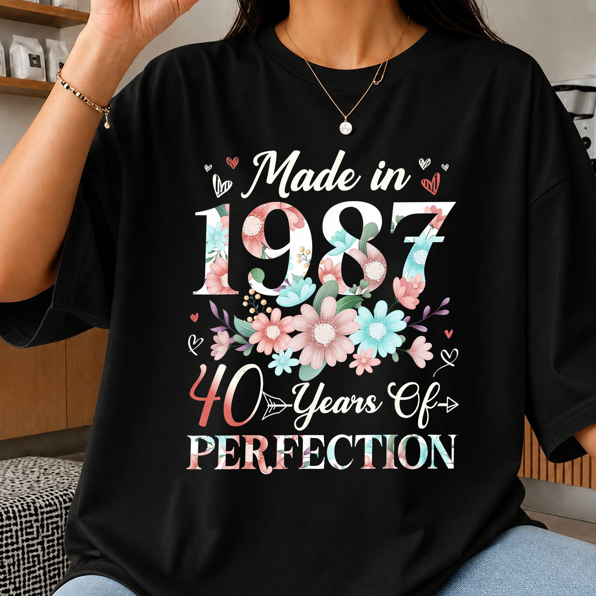 Made In 1987 40 Years Of Perfection Floral PNG