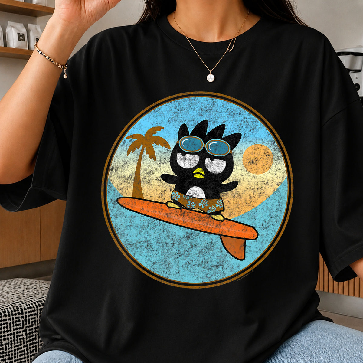 Badtz-Maru Surfing Summer Beach Retro Vintage PNG