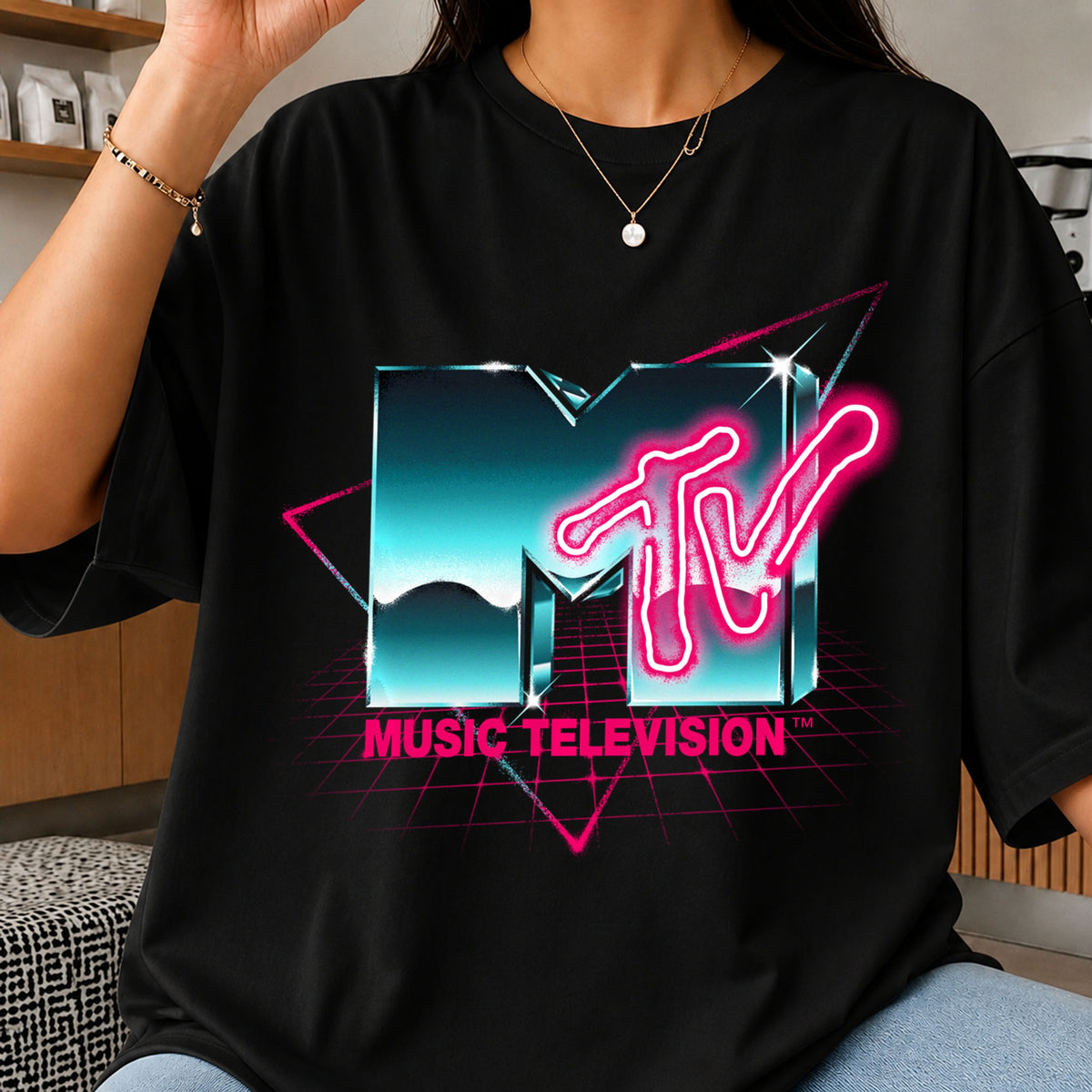 MTV Music Television Neon Logo 80s Retro Vintage PNG