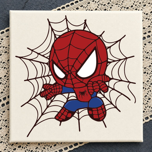 Chibi Spider-Man Spider Web SVG, Cute Marvel Cricut Clipart