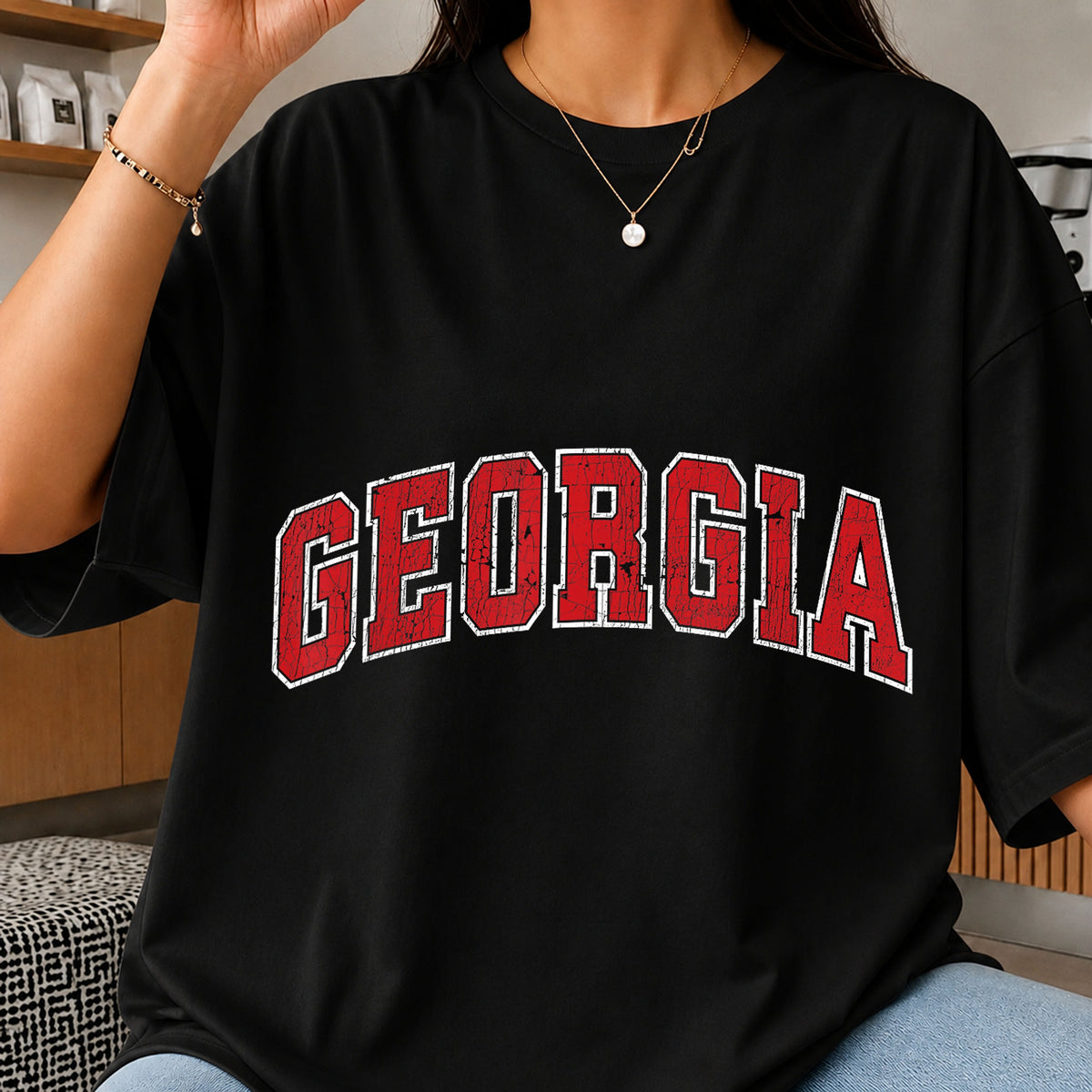 Georgia Distressed Grunge Varsity Arched Text PNG