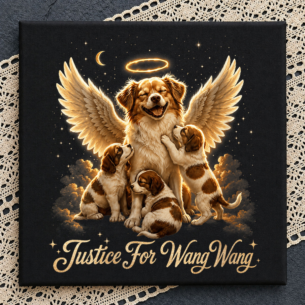 Justice For Wang Wang Angel Dog Clipart, Golden Wings Puppies Halo