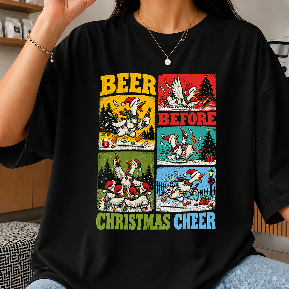 Beer Before Christmas Cheer Funny Duck Holiday PNG