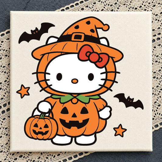 Hello Kitty Halloween Pumpkin Witch Cricut Cut File SVG
