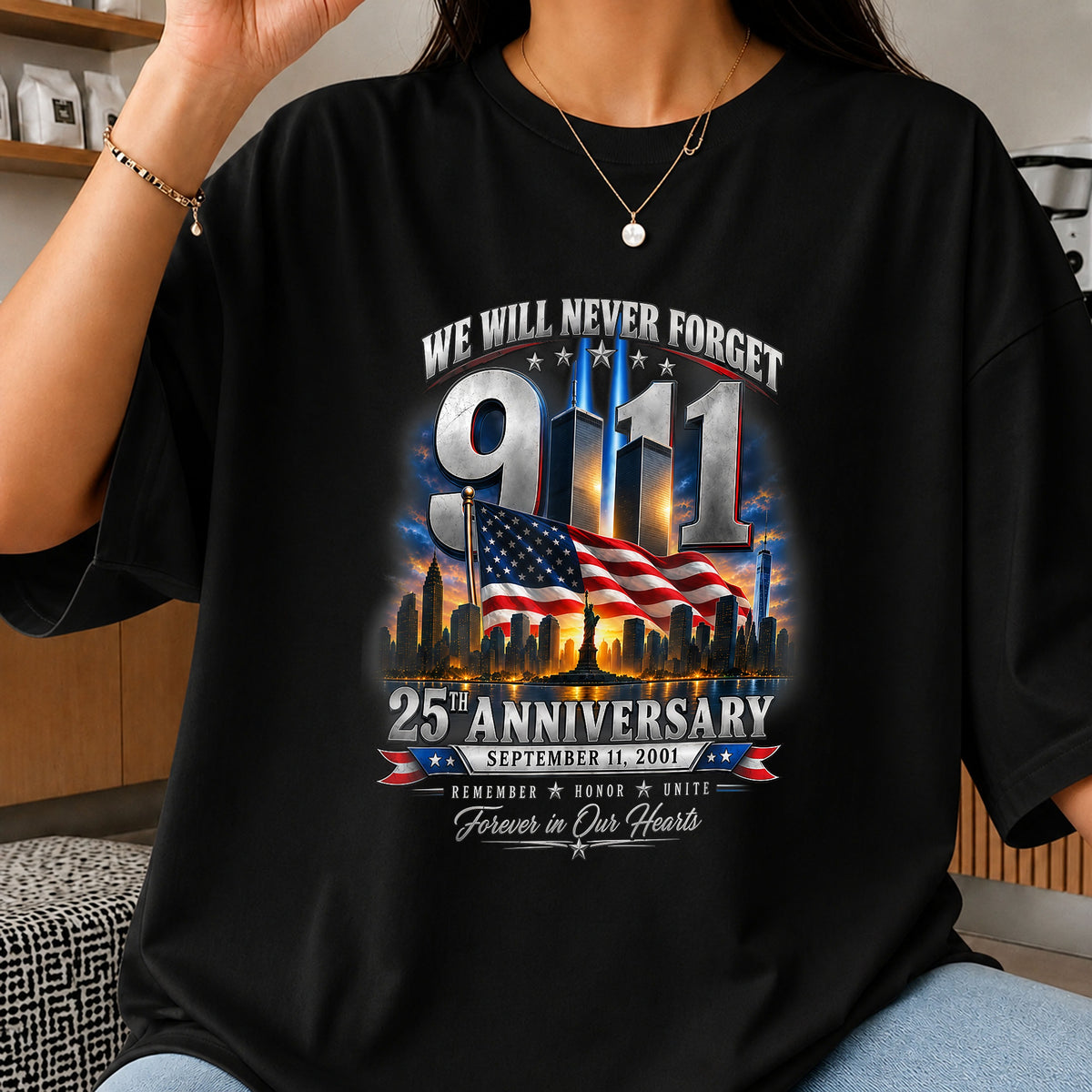9/11 We Will Never Forget 25th Anniversary Flag PNG