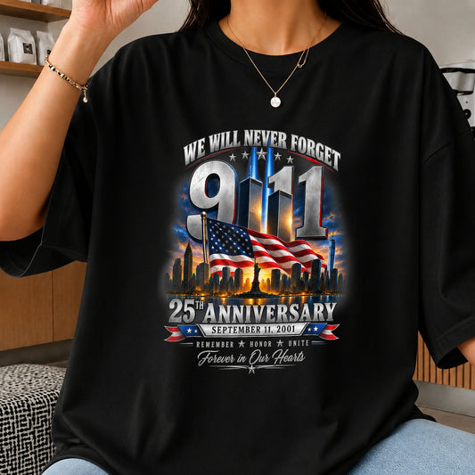 9/11 We Will Never Forget 25th Anniversary Flag PNG
