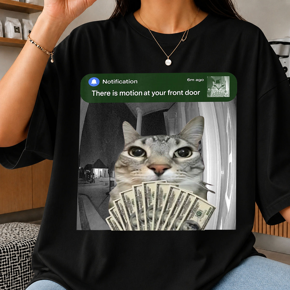 Motion At Your Front Door Cat Holding Money Meme PNG