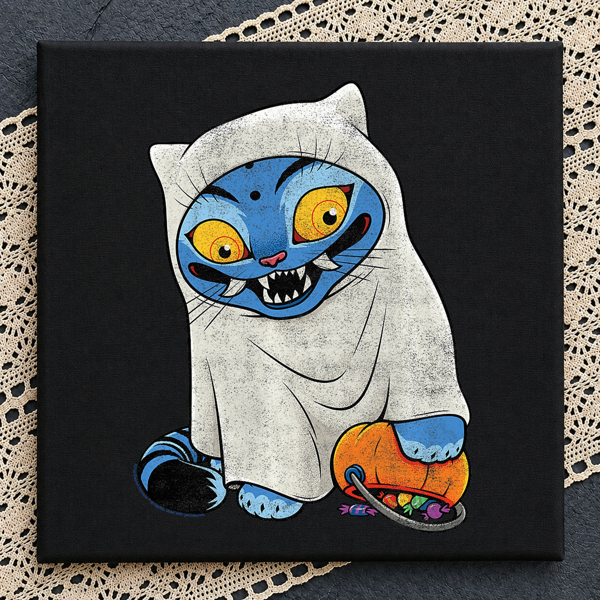 Halloween Ghost Cat PNG, Spooky Cat Trick Or Treat PNG, Cat Halloween PNG