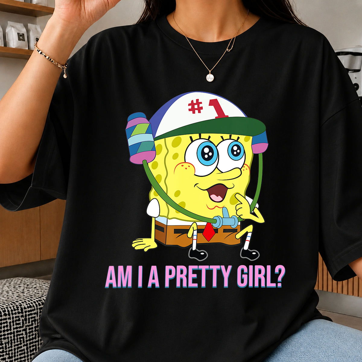 SpongeBob Am I A Pretty Girl Number One Cap PNG