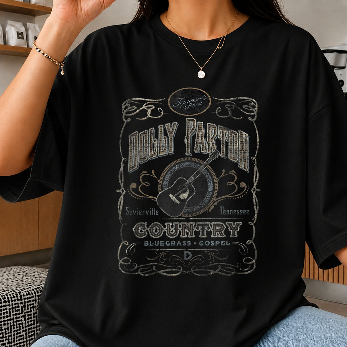 Dolly Parton Country Music Vintage Label Guitar PNG