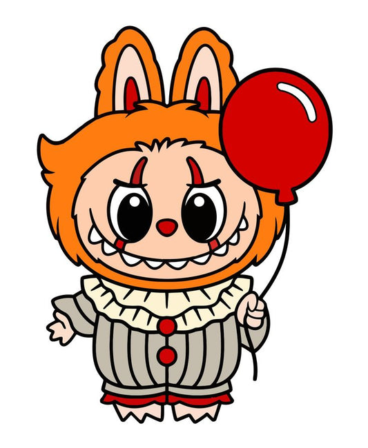Cute Pennywise Bunny Clipart, Red Balloon Halloween Clown, Badge SVG
