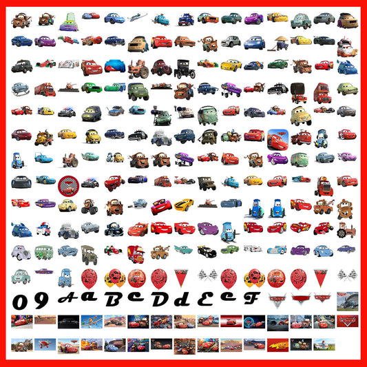 Disney Cars Cartoon Mega Bundle PNG | SvgBundleHub