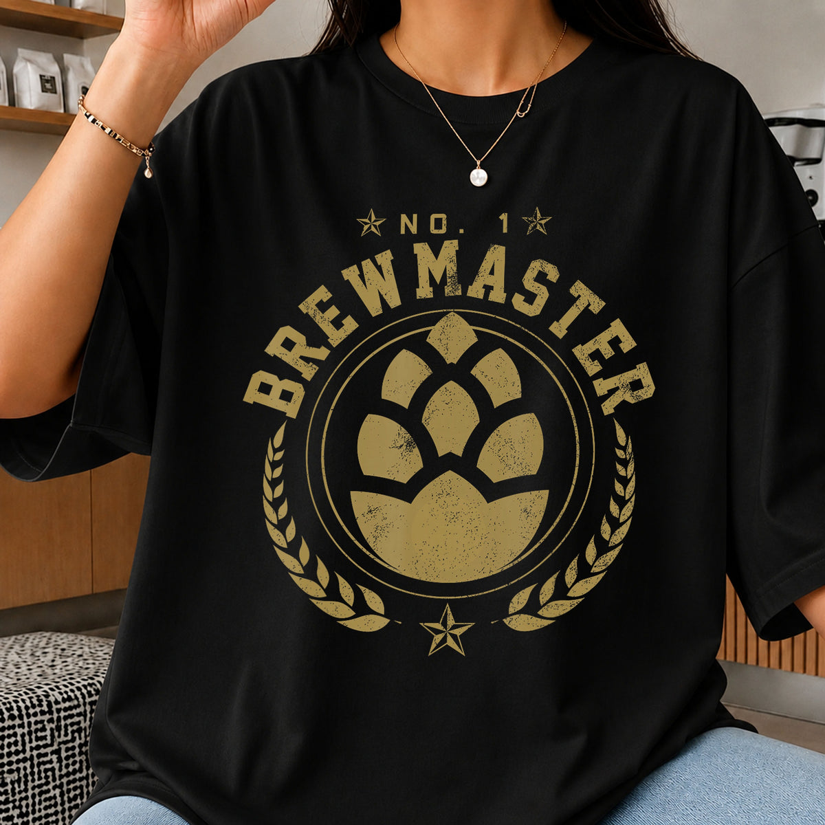 No. 1 Brewmaster Hop Beer Badge Vintage PNG