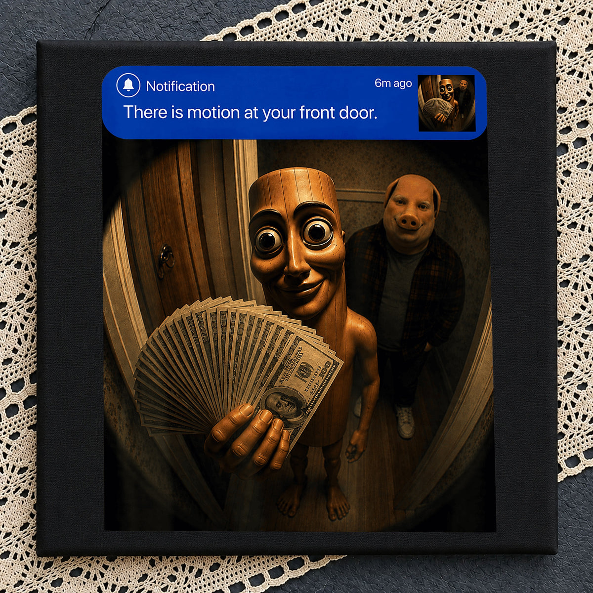 Creepy Doorbell Motion Alert Meme PNG, Funny Horror PNG, Halloween PNG