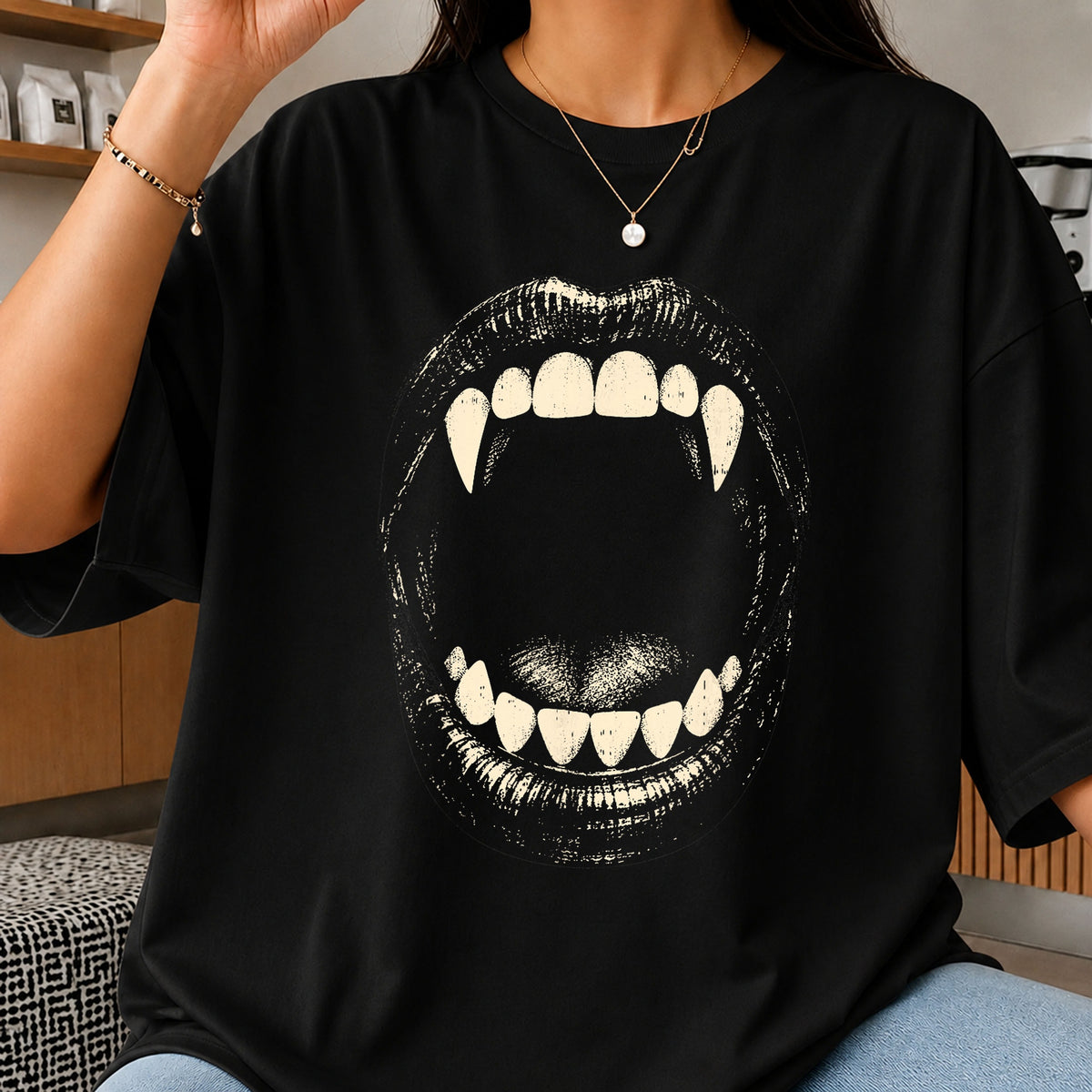 Vampire Fangs Mouth Open Horror Halloween PNG