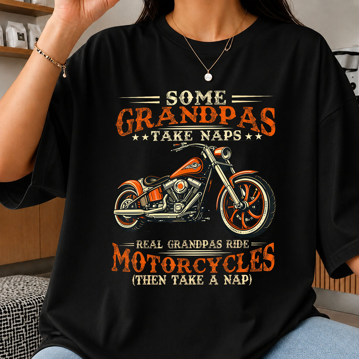 Real Grandpas Ride Motorcycles Funny Biker Quote PNG