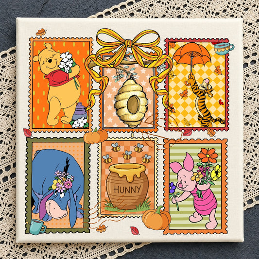 Winnie the Pooh Fall Stamp Collage PNG | SvgBundleHub