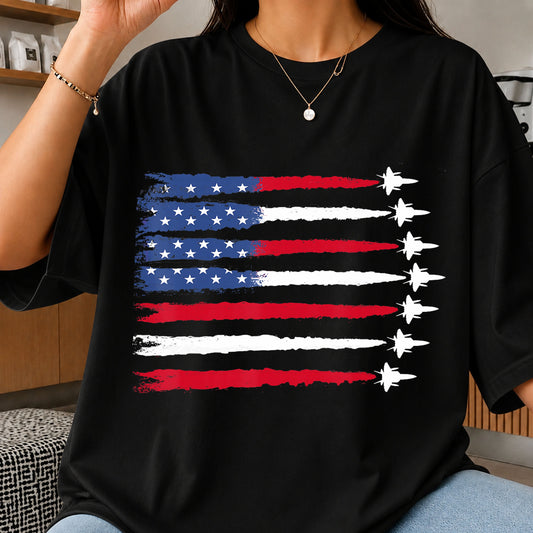 American Flag Fighter Jets Distressed Grunge Patriotic PNG