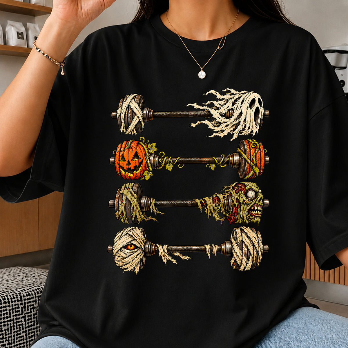 Halloween Dumbbell Workout Monsters Bundle Sublimation PNG