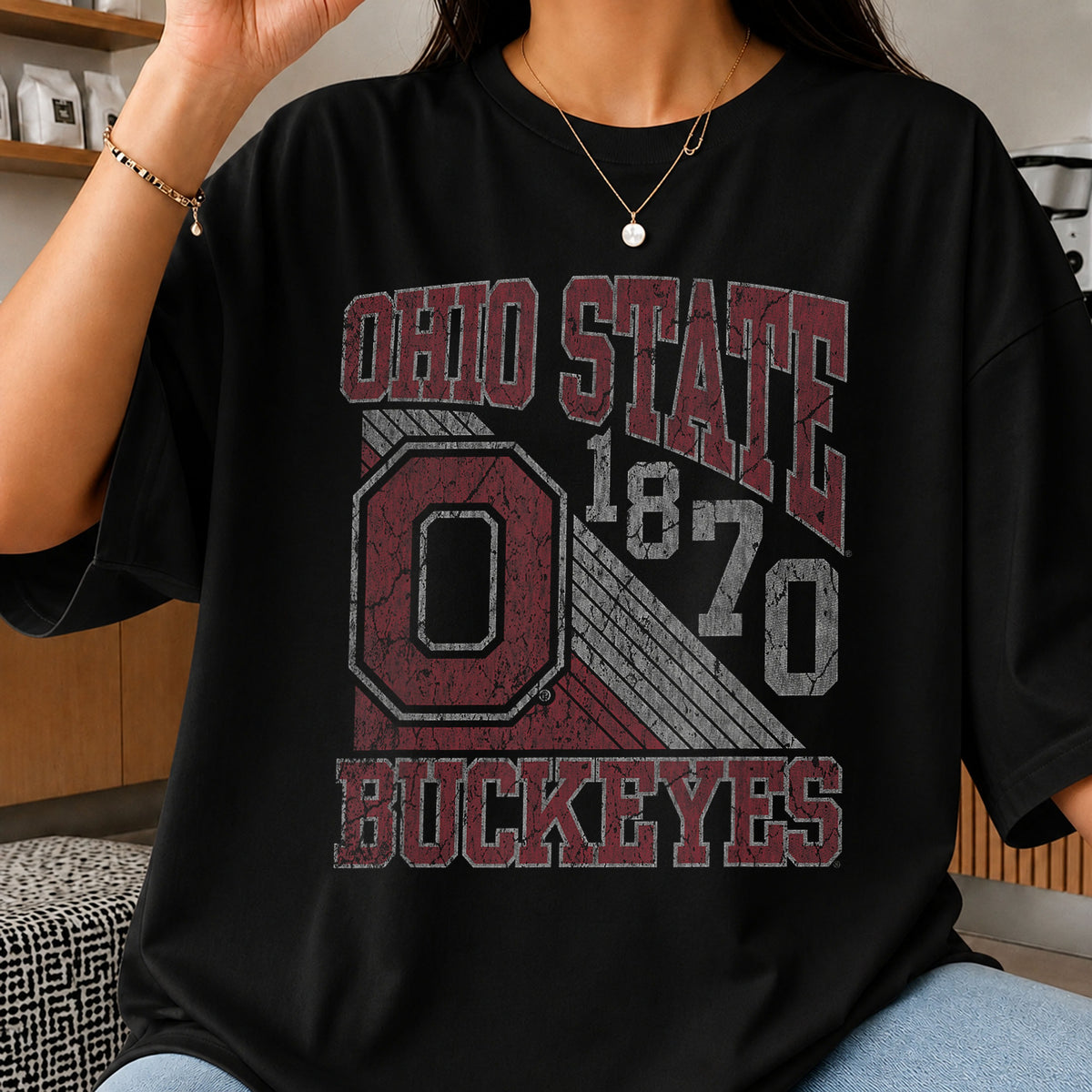 Ohio State Buckeyes 1870 Distressed Grunge Vintage PNG