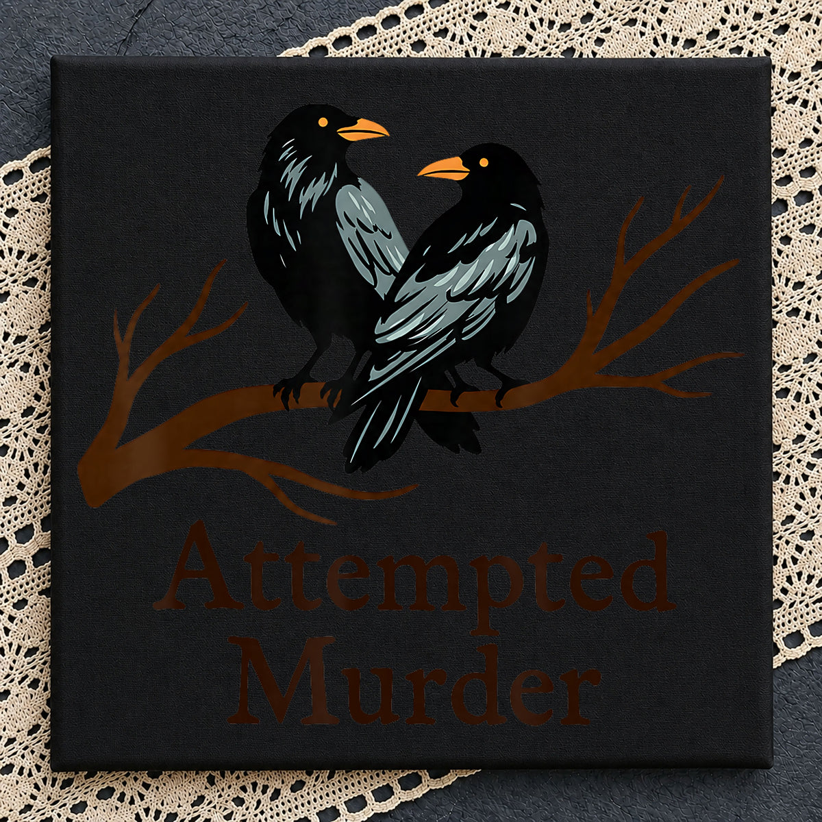Attempted Murder Crows On Branch Clipart, Spooky Dark Gothic Ravens