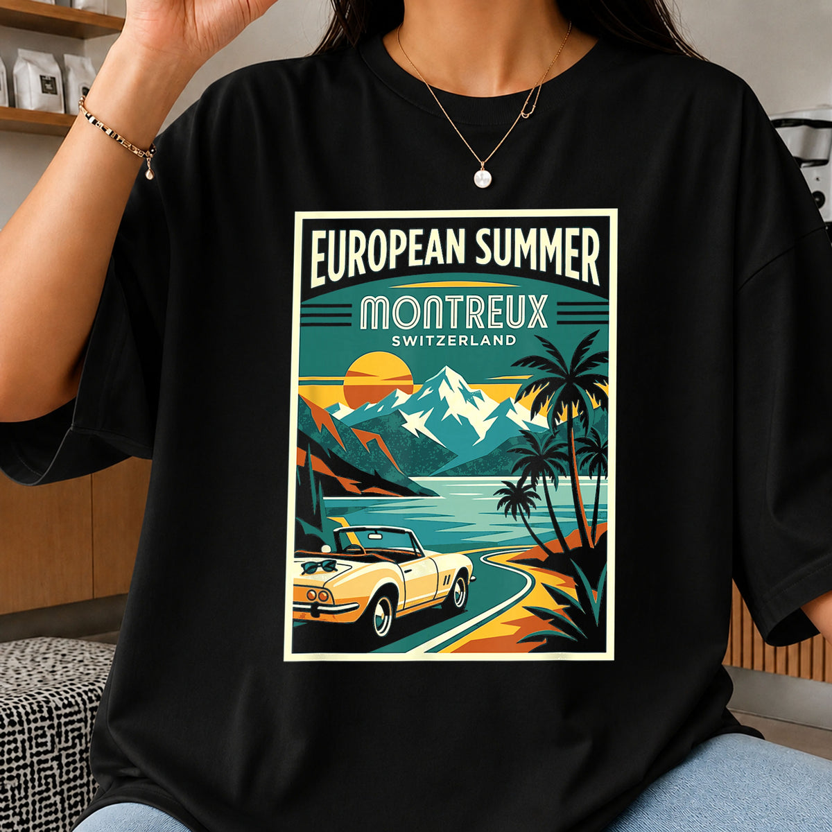 European Summer Montreux Switzerland Retro Car PNG