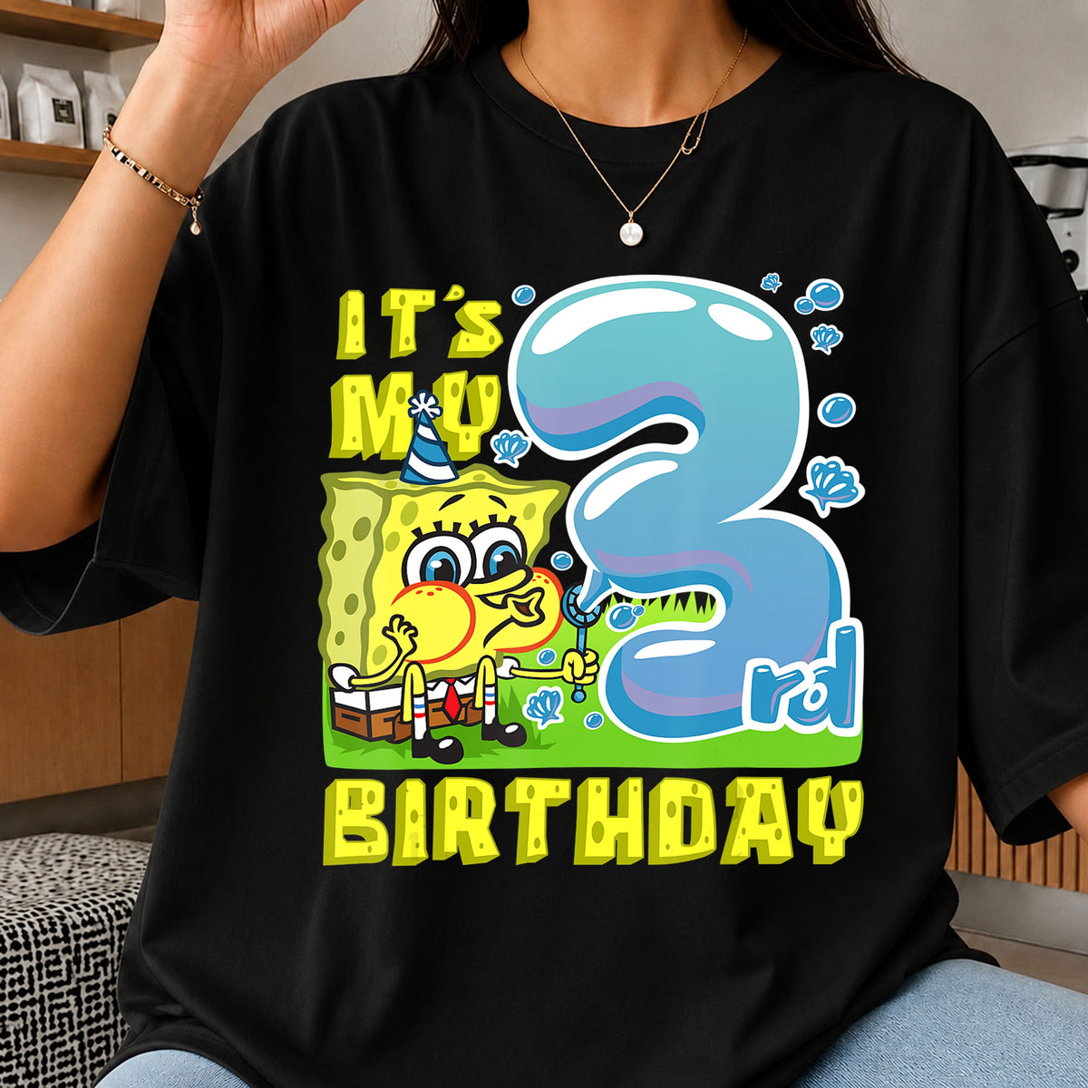 Spongebob It's My 3rd Birthday Party Hat PNG