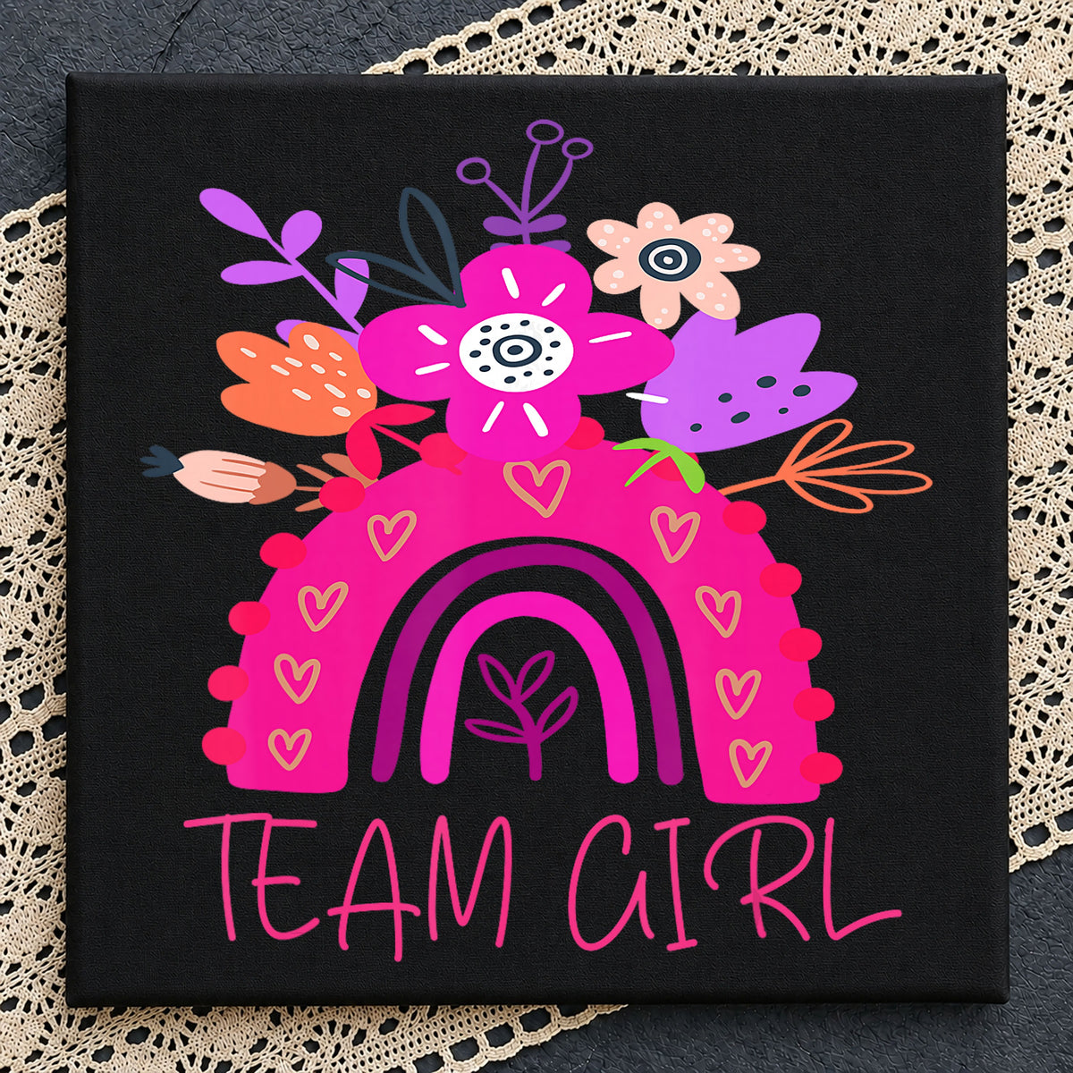Team Girl Rainbow PNG, Gender Reveal PNG, Floral Rainbow PNG