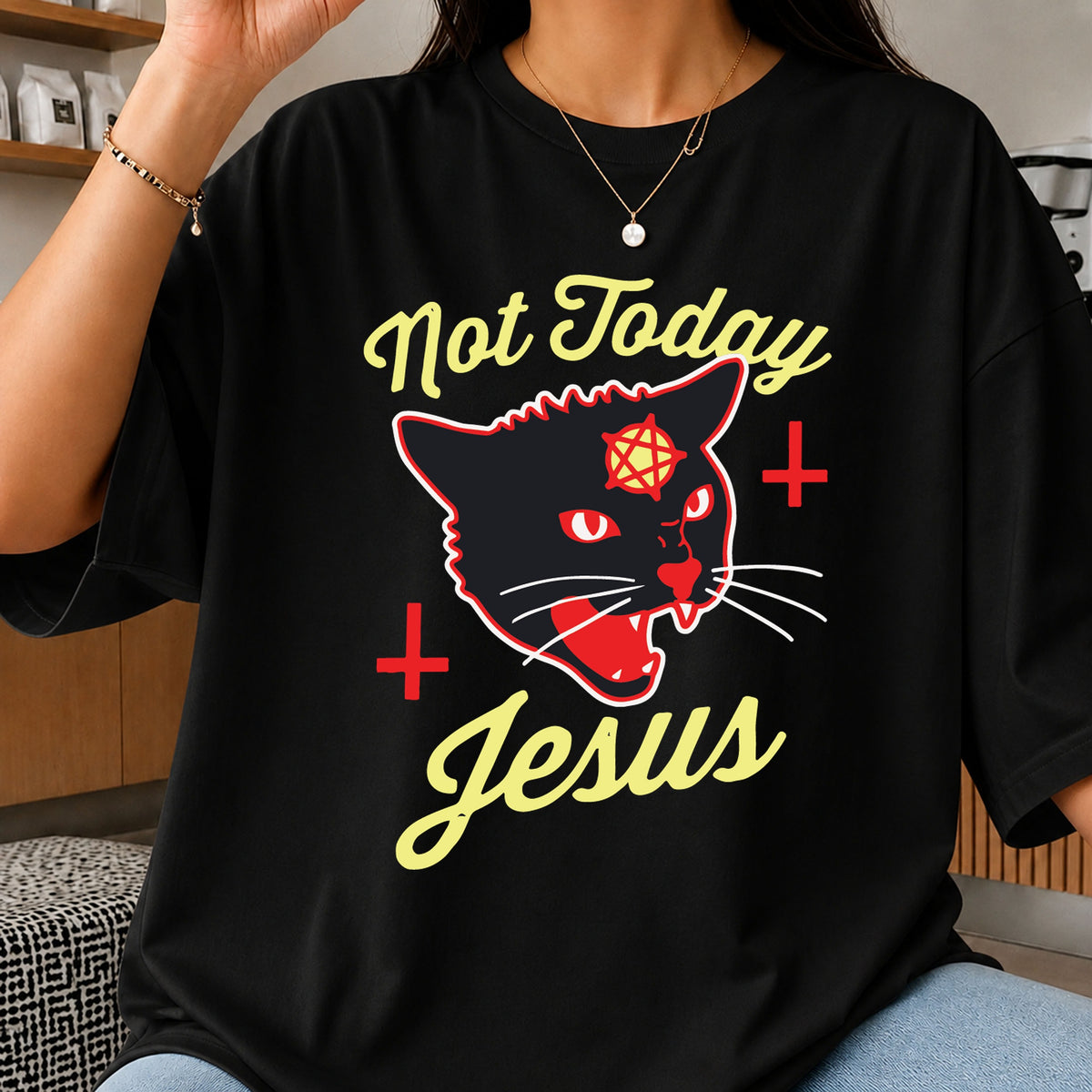 Not Today Jesus Black Cat SVG, Witchy Vinyl Cut File