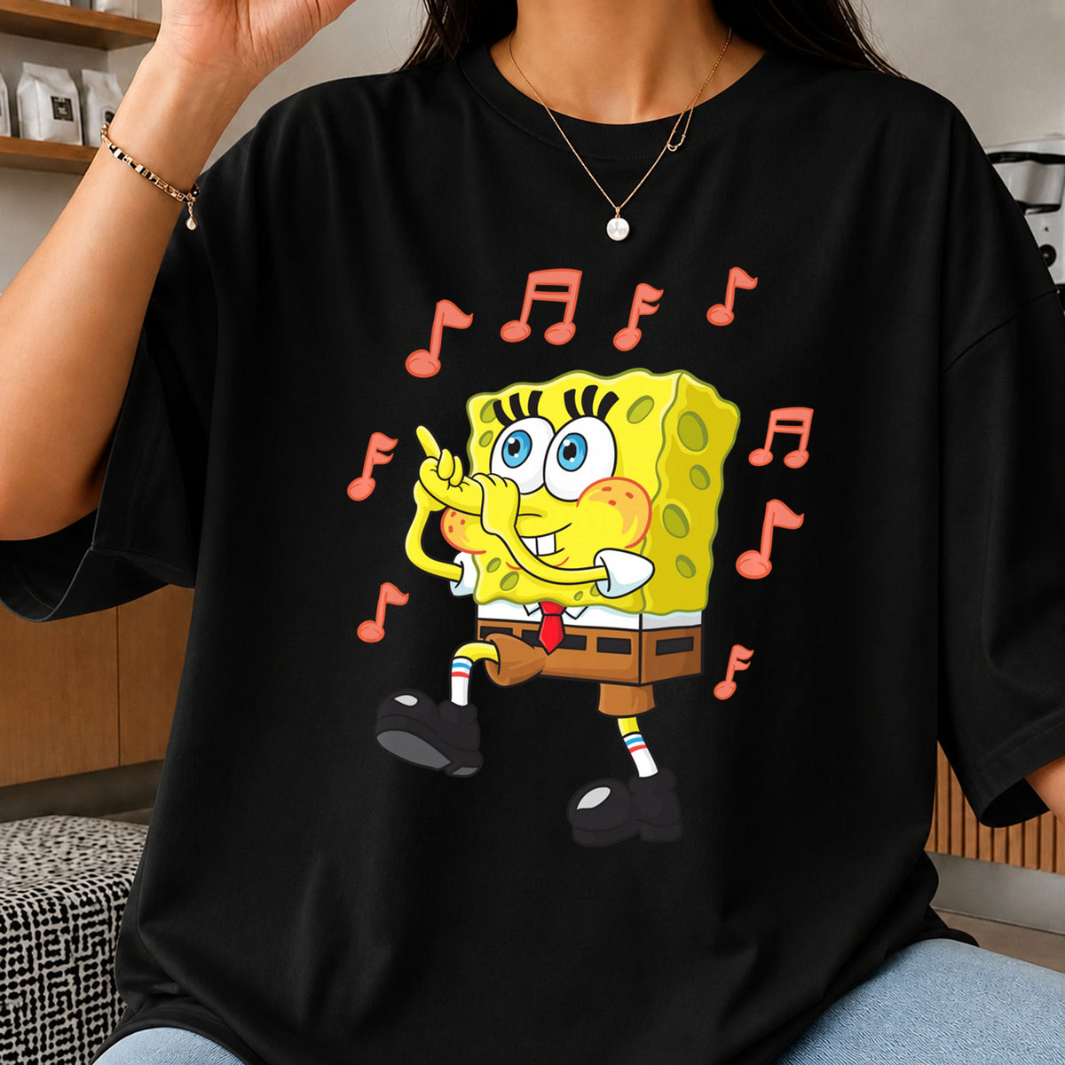 SpongeBob Dancing Music Notes Cartoon Character PNG