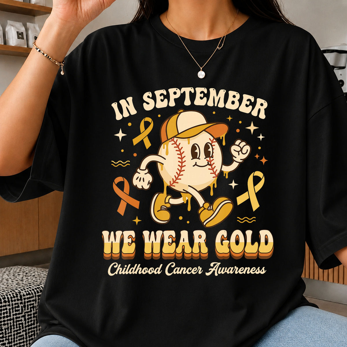 In September We Wear Gold Baseball Awareness PNG