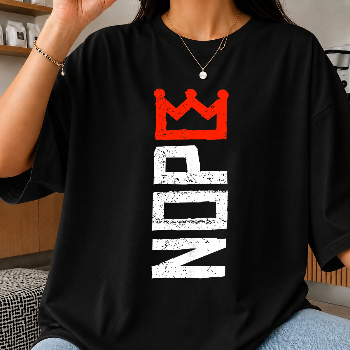 NOPE Crown Grunge Distressed Vertical Typography PNG