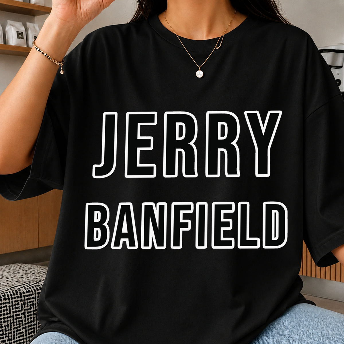 Jerry Banfield Bold Block Text Name Typography PNG