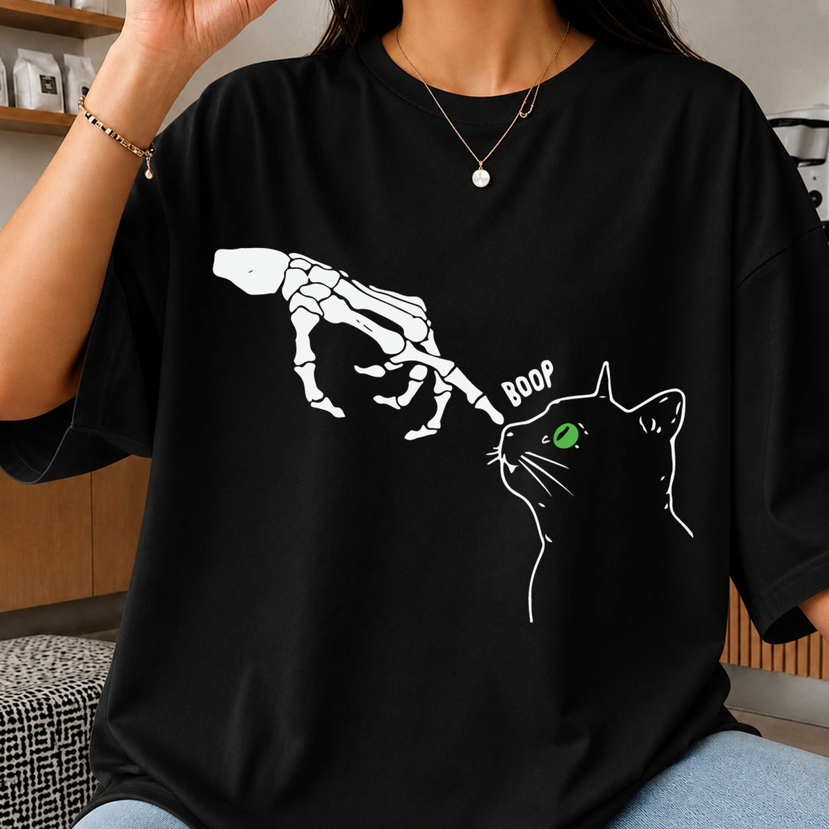Skeleton Hand Boop Cat SVG, Funny Halloween Cricut File v2