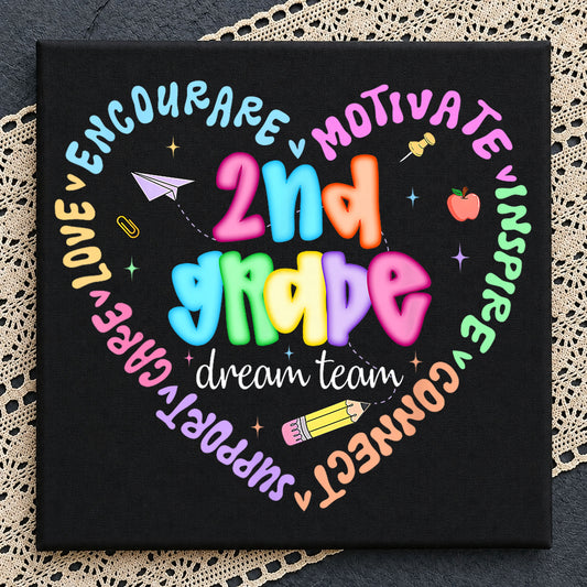2nd Grade Dream Team PNG, Teacher Heart PNG, Back To School PNG