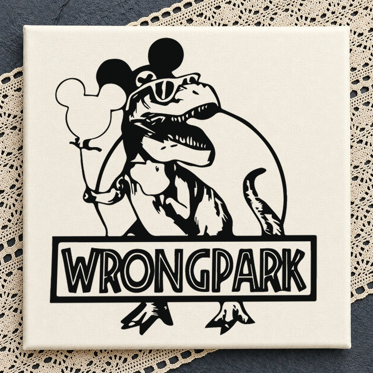 Wrongpark Dinosaur Mickey Ears SVG, Funny Theme Park Cricut