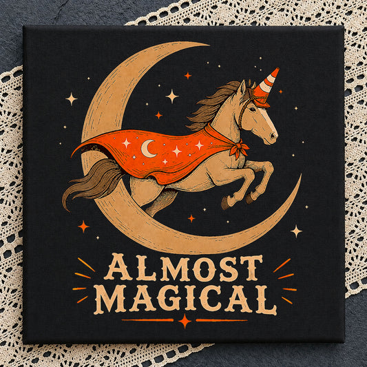 Almost Magical Unicorn Cone Hat Crescent Moon, Orange Cape Stars