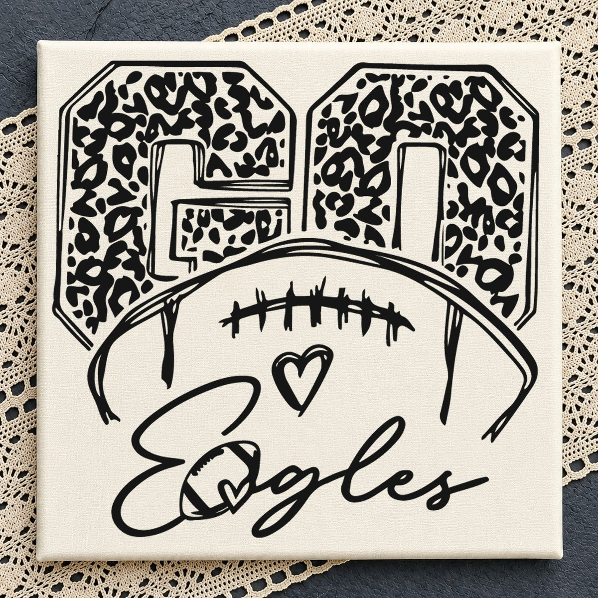 Go Eagles Leopard Football SVG, Team Spirit Cricut File
