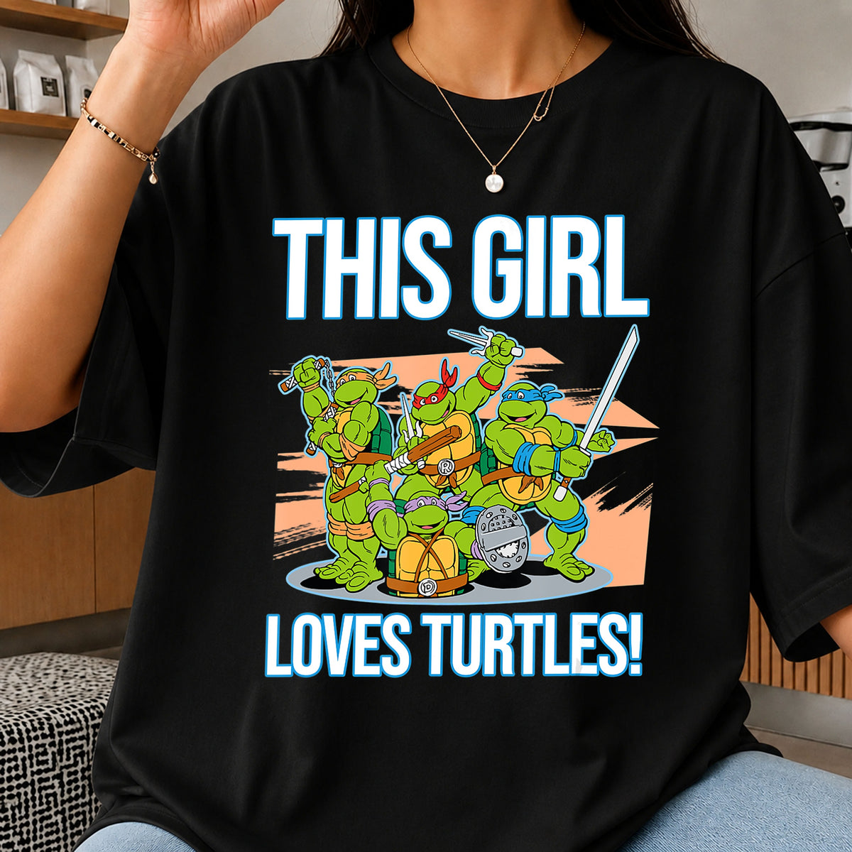 This Girl Loves Turtles TMNT Squad Retro PNG