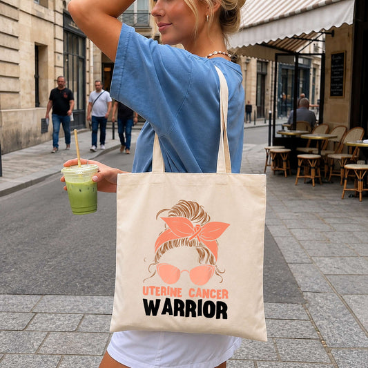 Uterine Cancer Warrior Messy Bun PNG, Cancer Awareness, Warrior PNG