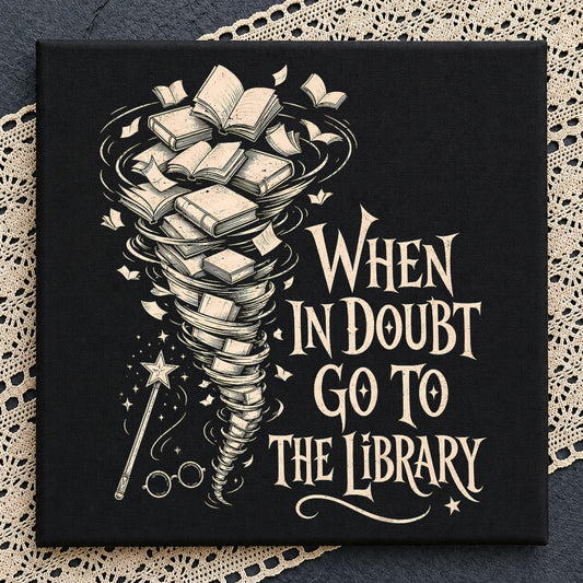 When In Doubt Go To The Library Quote, Magic Wand Books Stars, v3 PNG