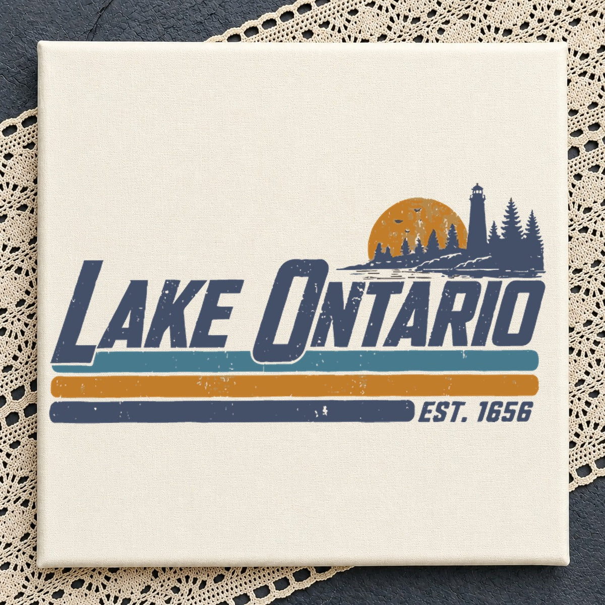 Lake Ontario Lighthouse SVG, Retro Vintage Distressed Design