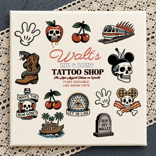 Walt's Tattoo Shop Disney Parody PNG | SvgBundleHub