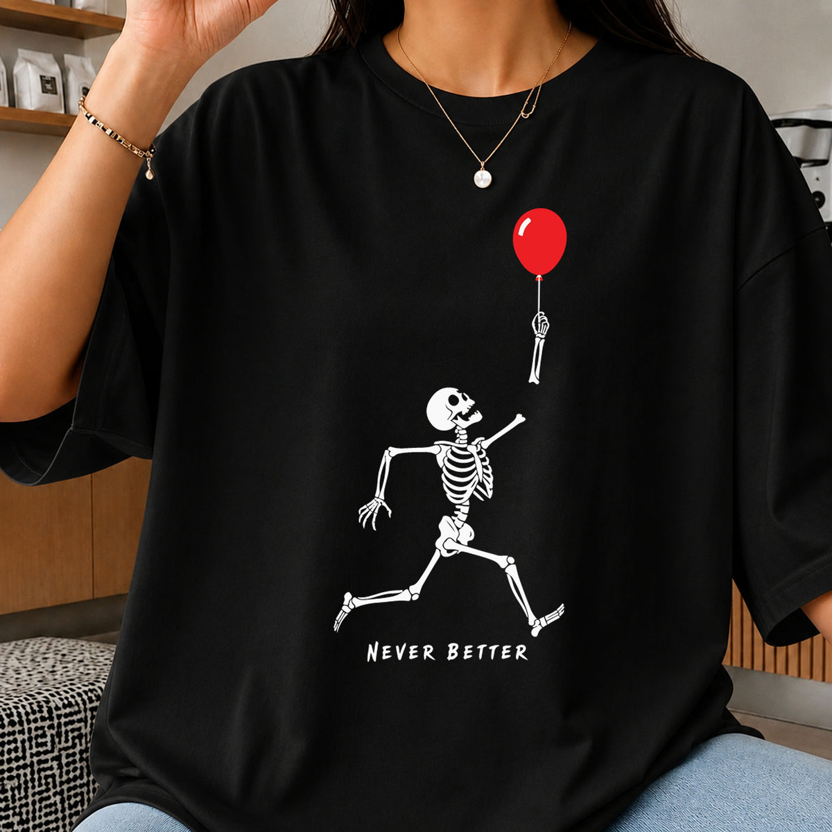 Skeleton Never Better Red Balloon SVG, Halloween Cricut File