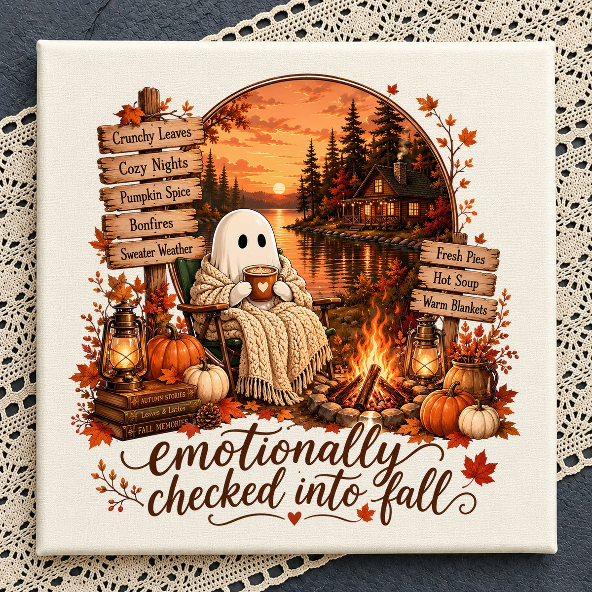 Emotionally Checked Into Fall Ghost PNG | SvgBundleHub